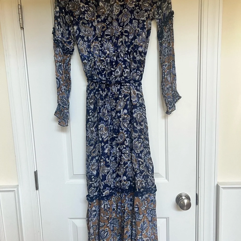 Miss June Paris Blue Floral Dress OS - Picture 5 of 9